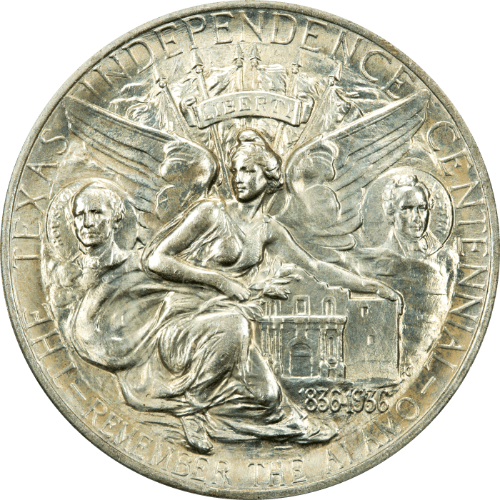 1937 Texas Commemorative Half Dollar (50c) OGH Reverse Image