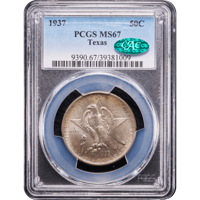 1937 Texas Commemorative Half Dollar (50c) Obverse Slab Image