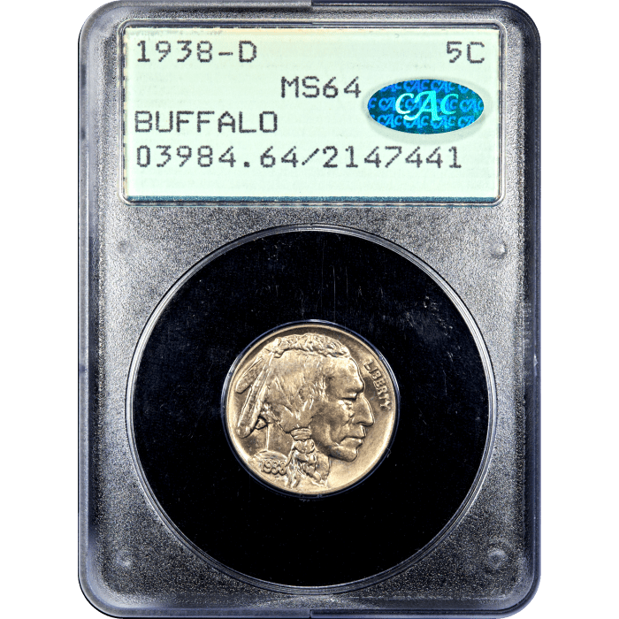 1938-D Buffalo Nickel (5c) Rattler Obverse Slab Image