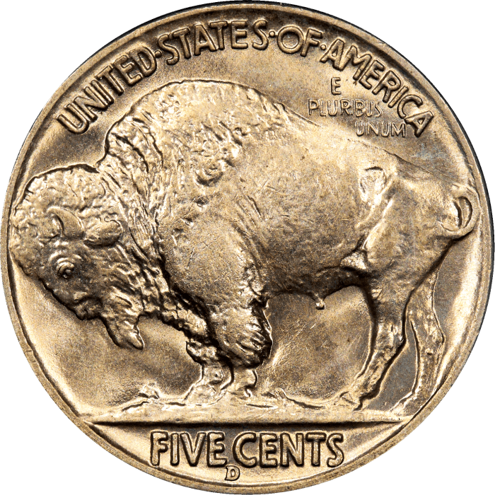 1938-D Buffalo Nickel (5c) Rattler Reverse Image