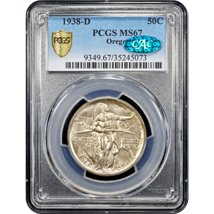 1938-D Oregon Commemorative Half Dollar (50c) Obverse Slab Image