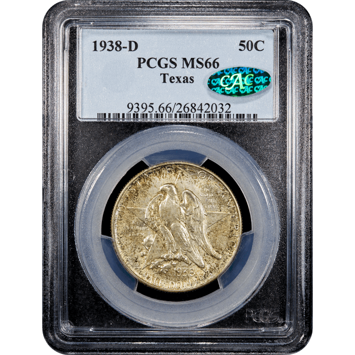 1938-D Texas Commemorative Half Dollar (50c) Obverse Slab Image