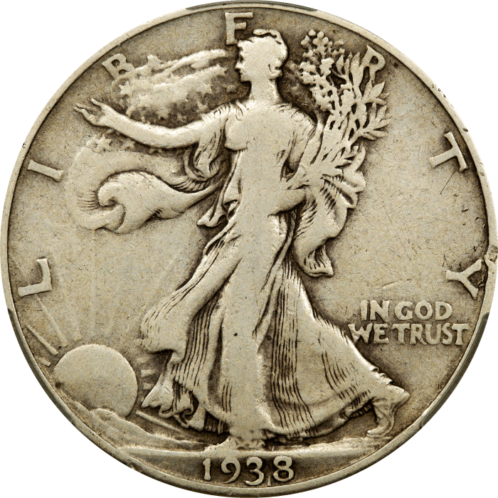 1938-D Walking Liberty Half Dollar (50c) Obverse Image