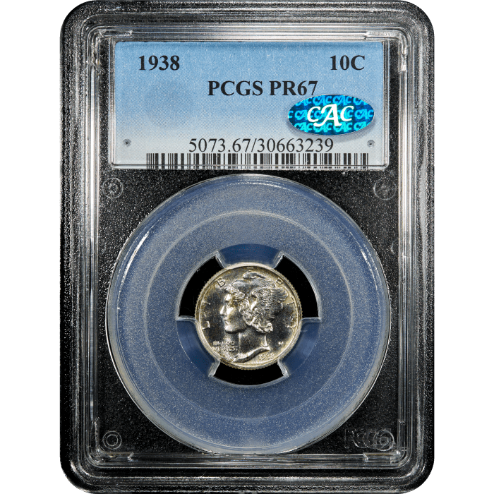 1938 Mercury Dime (10c) SLAB Image