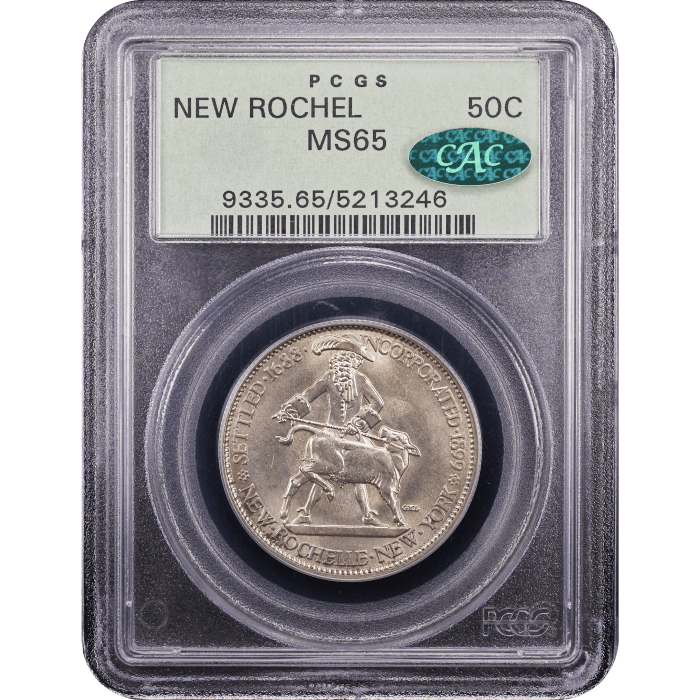 1938 New Rochelle Commemorative Half Dollar (50c) OGH Obverse Slab Image