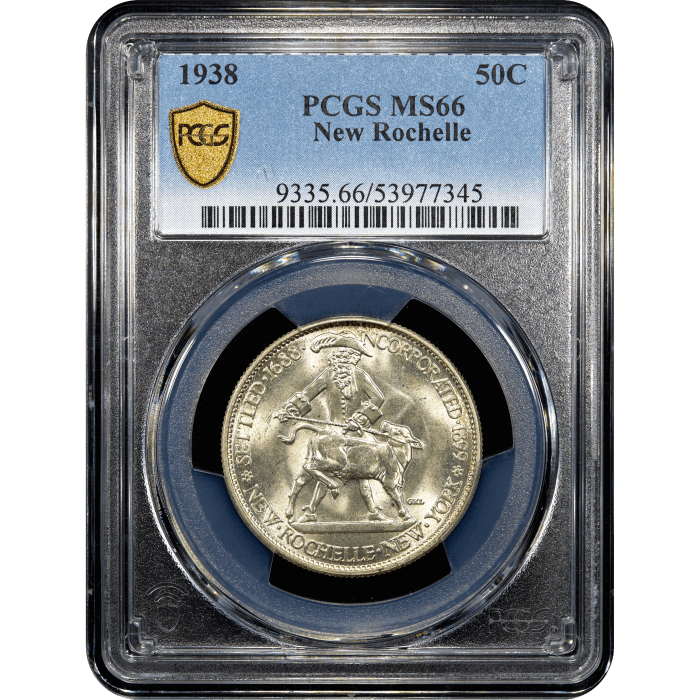 1938 New Rochelle Commemorative Half Dollar (50c) Obverse Slab Image