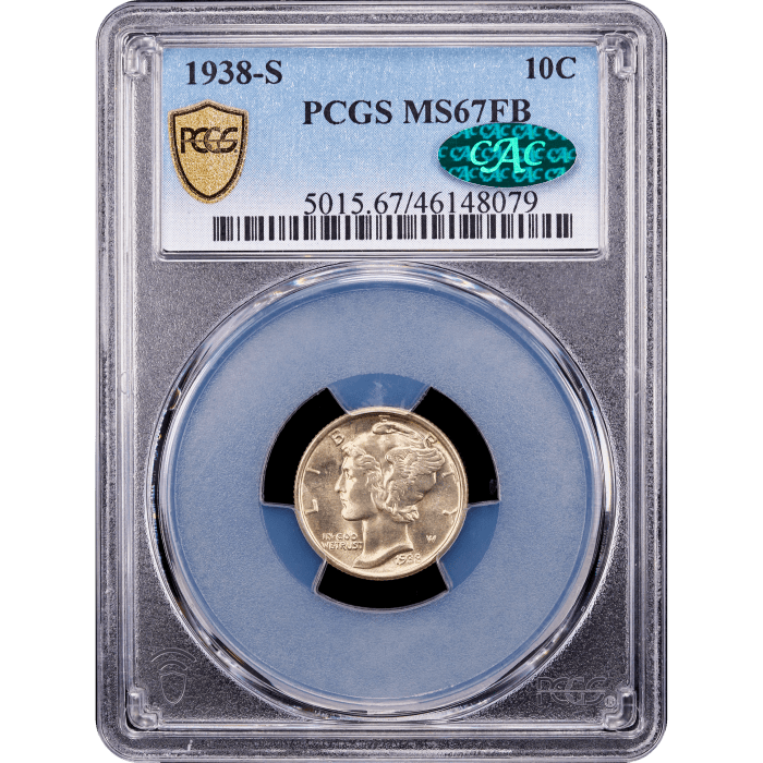 1938-S Mercury Dime (10c) Obverse Slab Image