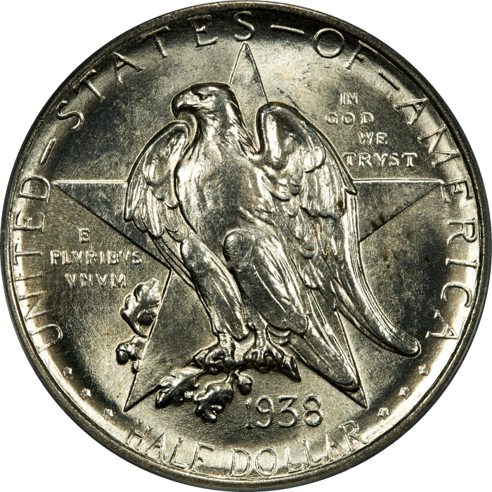 1938 Texas Commemorative Half Dollar (50c) OGH Obverse Image