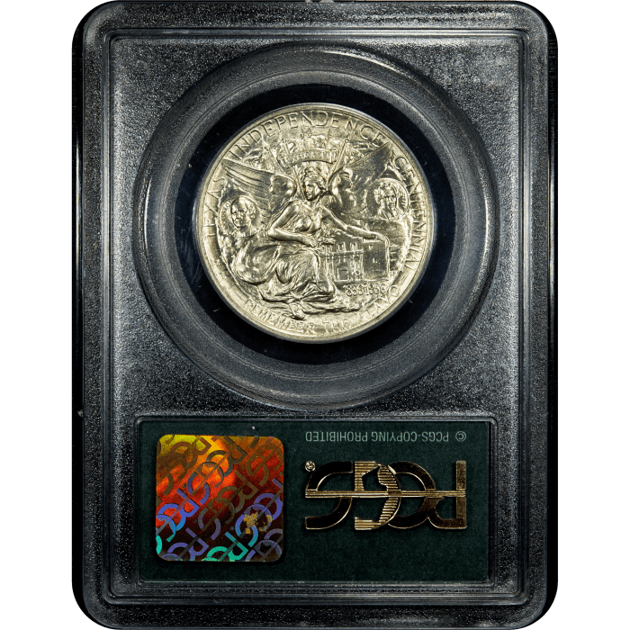 1938 Texas Commemorative Half Dollar (50c) OGH Reverse Slab Image