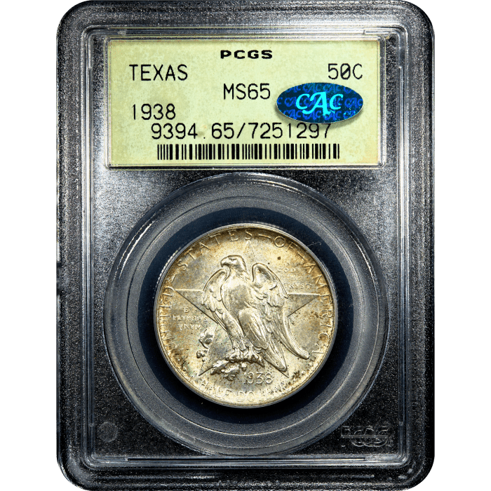 1938 Texas Commemorative Half Dollar (50c) OGH Obverse Slab Image