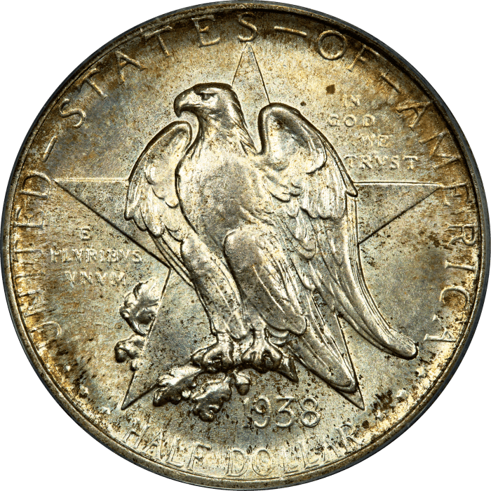 1938 Texas Commemorative Half Dollar (50c) OGH Obverse Image