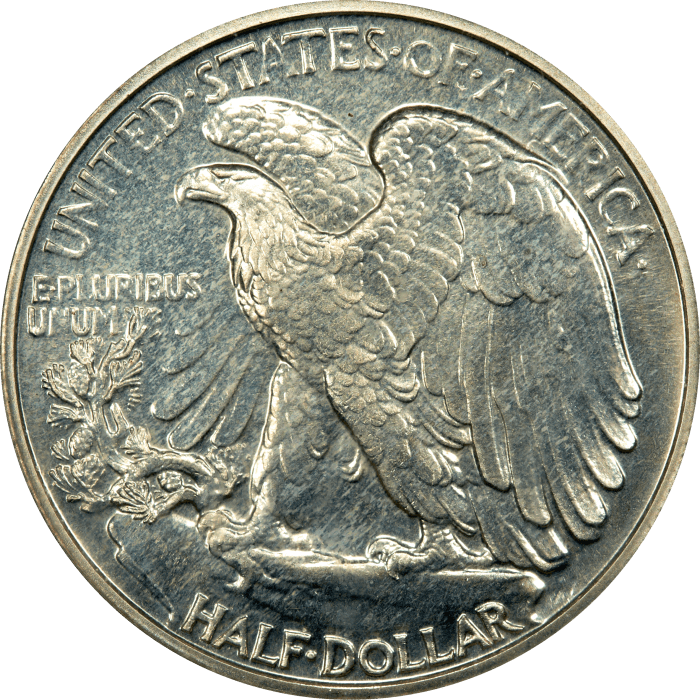 1938 Walking Liberty Half Dollar (50c) OGH Reverse Image