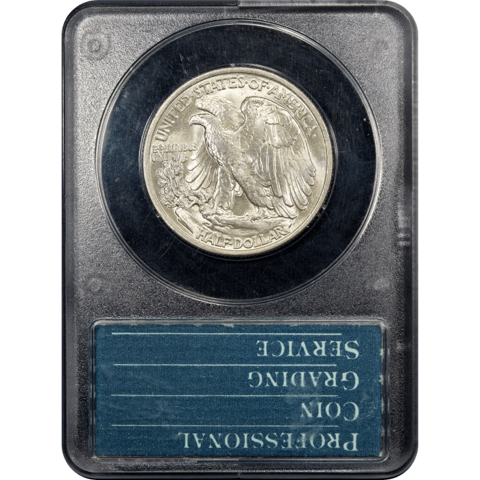 1938 Walking Liberty Half Dollar (50c) Rattler Reverse Slab Image