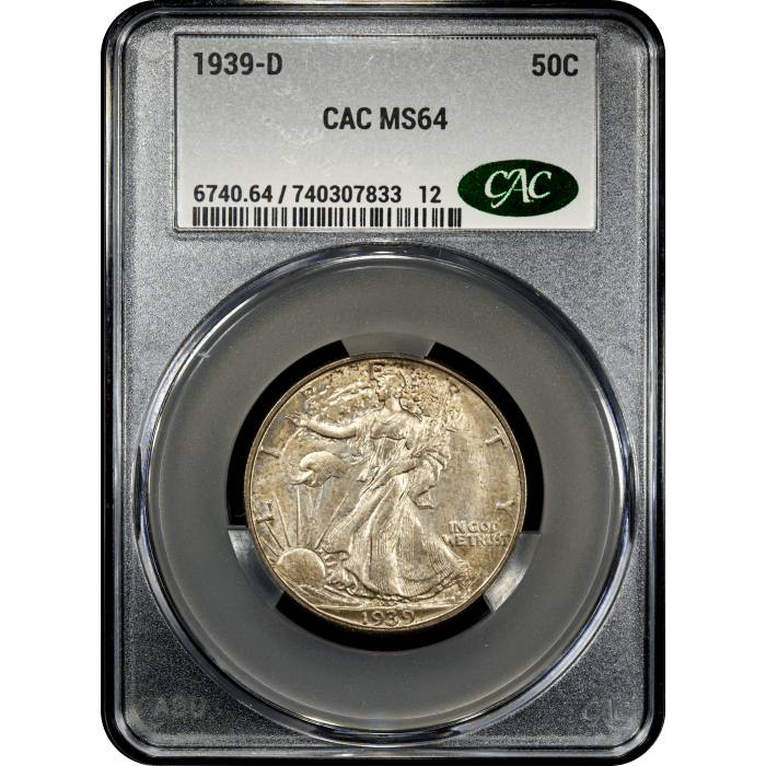 1939-D Walking Liberty Half Dollar (50c) Obverse Slab Image