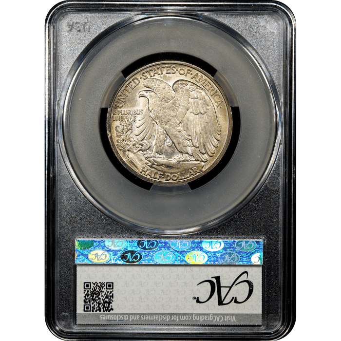 1939-D Walking Liberty Half Dollar (50c) Reverse Slab Image