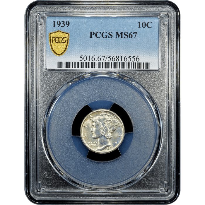 1939 Mercury Dime (10c) Obverse Slab Image