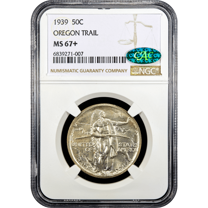 1939 Oregon Commemorative Half Dollar (50c) Obverse Slab Image