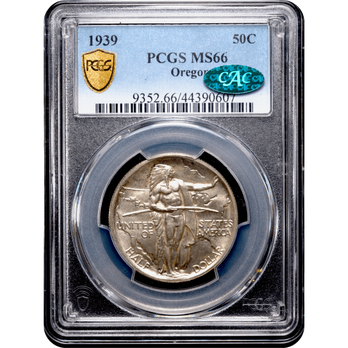 1939 Oregon Commemorative Half Dollar (50c) Obverse Slab Image