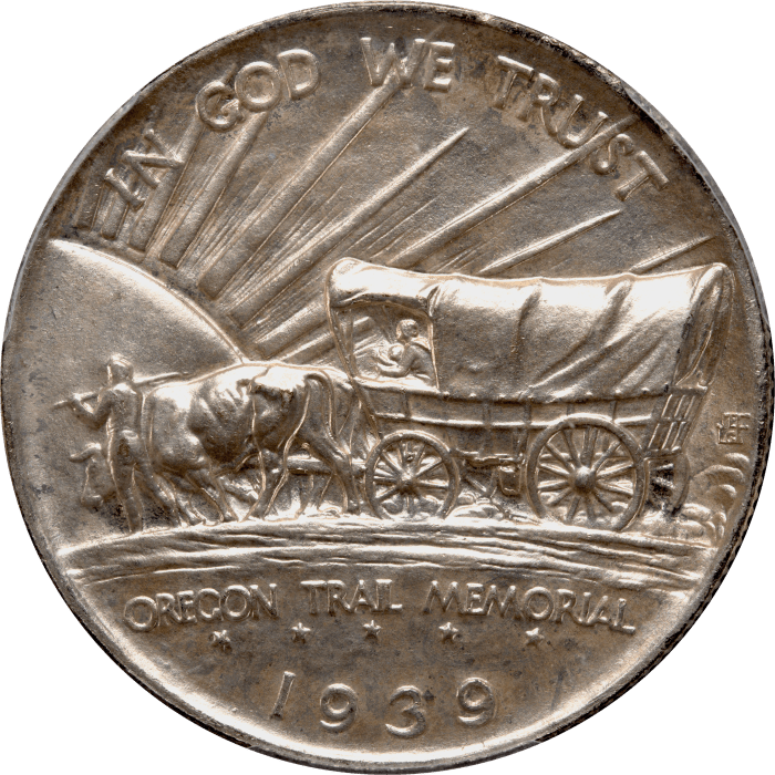 1939 Oregon Commemorative Half Dollar (50c) REVERSE Image
