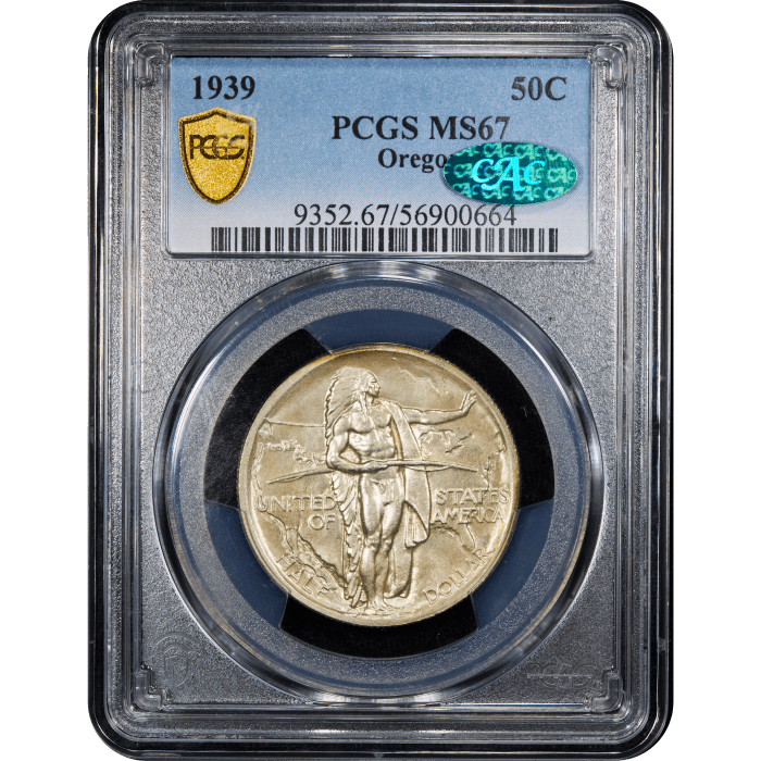 1939 Oregon Commemorative Half Dollar (50c) Obverse Slab Image