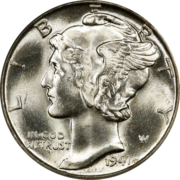 1941-D Mercury Dime (10c) OGH OBVERSE Image