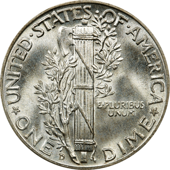 1941-D Mercury Dime (10c) OGH REVERSE Image