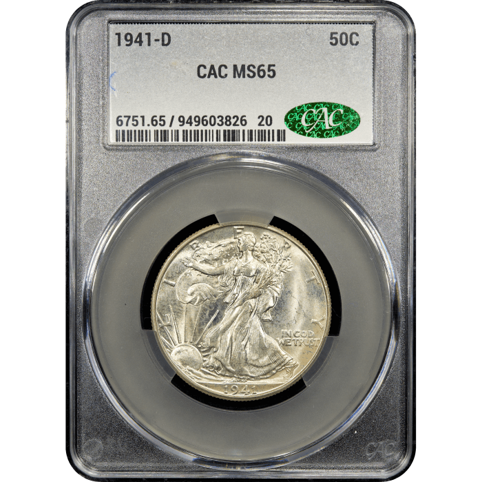 1941-D Walking Liberty Half Dollar (50c) Obverse Slab Image