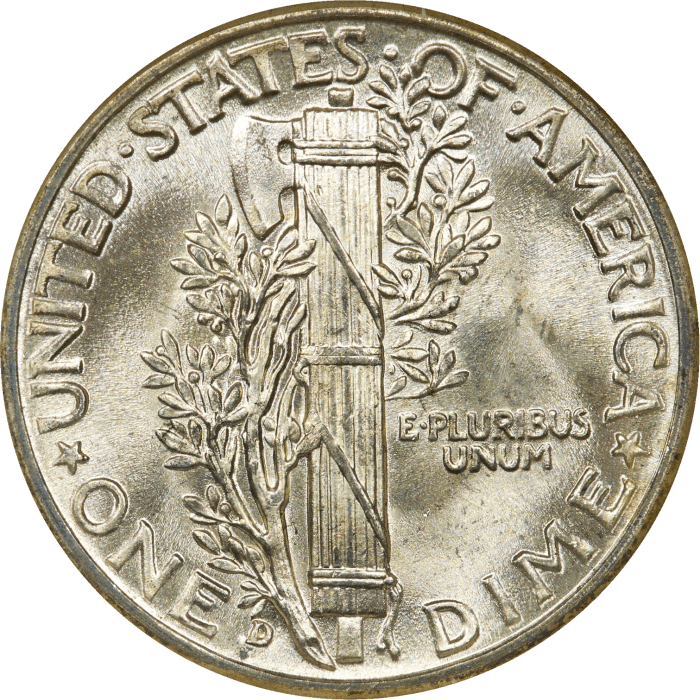 1942-D Mercury Dime (10c) REVERSE Image