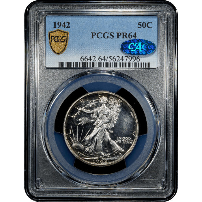 1942 Walking Liberty Half Dollar (50c) Obverse Slab Image
