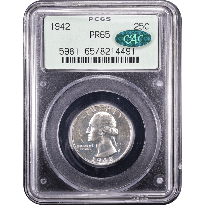 1942 Washington Quarter (25c) OGH Obverse Slab Image