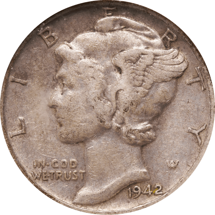 1942/1-D Mercury Dime (10c) OBVERSE Image