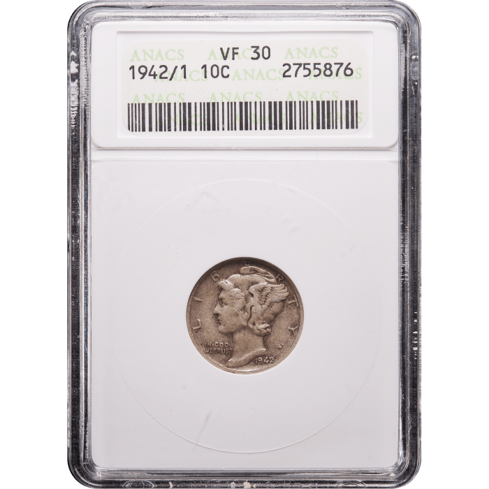 1942/1 Mercury Dime (10c) Obverse Slab Image