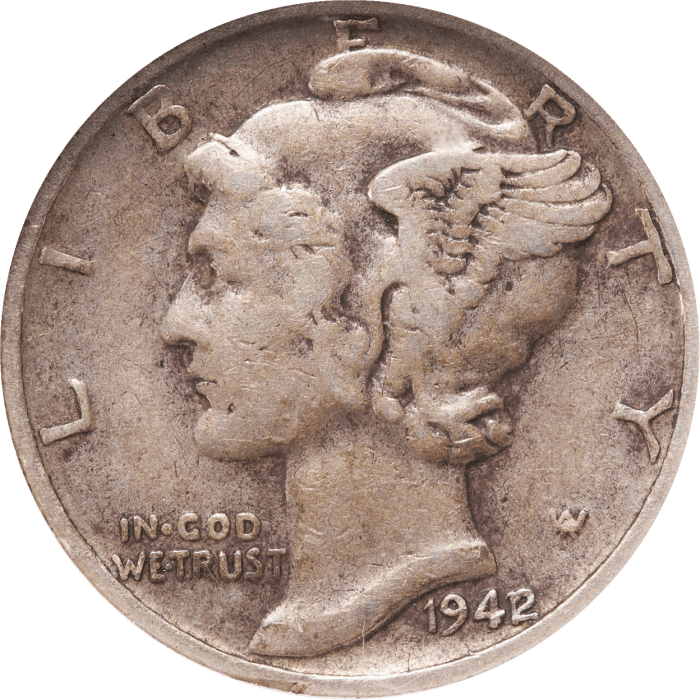1942/1 Mercury Dime (10c) Obverse Image