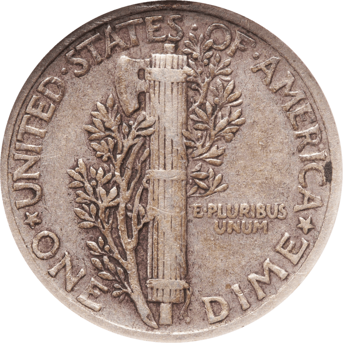 1942/1 Mercury Dime (10c) Reverse Image