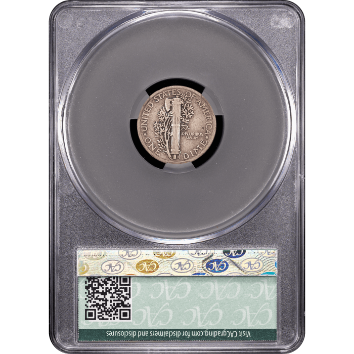 1942/1 Mercury Dime (10c) Reverse Slab Image