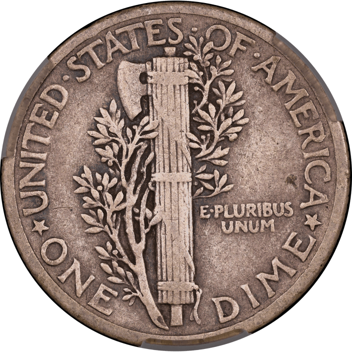 1942/1 Mercury Dime (10c) Reverse Image