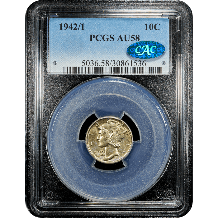 1942/1 Mercury Dime (10c) Obverse Slab Image