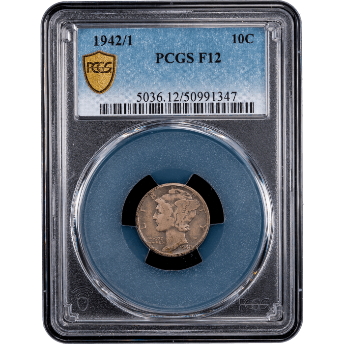1942/1 Mercury Dime (10c) Obverse Slab Image