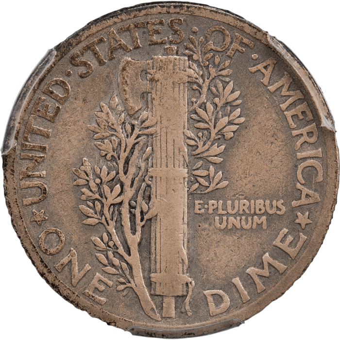 1942/1 Mercury Dime (10c) Reverse Image