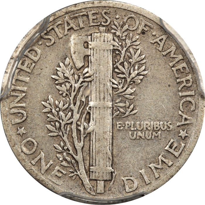 1942/1 Mercury Dime (10c) REVERSE Image