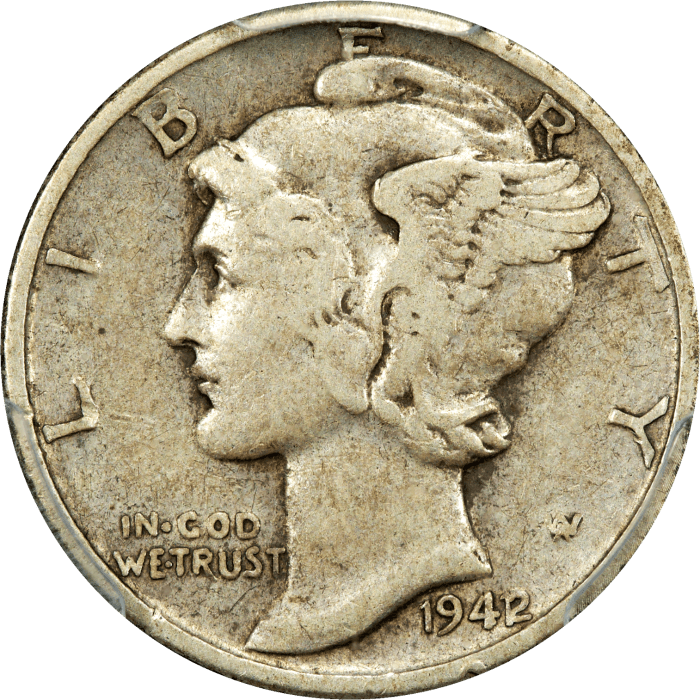 1942/1 Mercury Dime (10c) Obverse Image