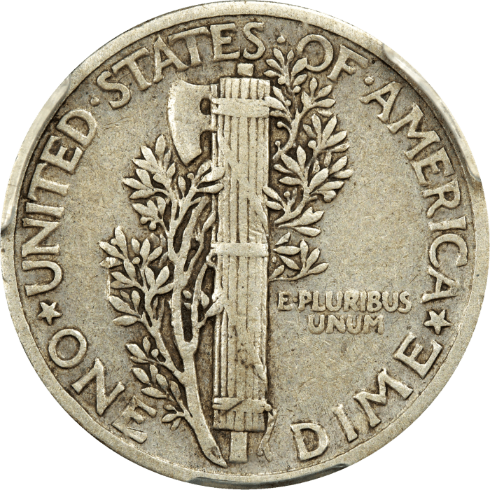 1942/1 Mercury Dime (10c) Reverse Image