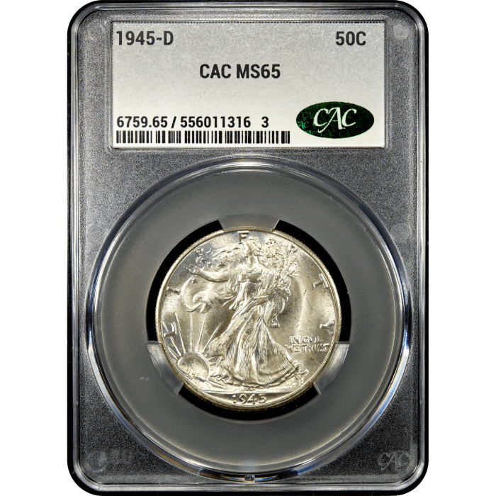 1945-D Walking Liberty Half Dollar (50c) Obverse Slab Image