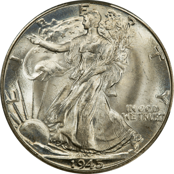1945-D Walking Liberty Half Dollar (50c) Obverse Image