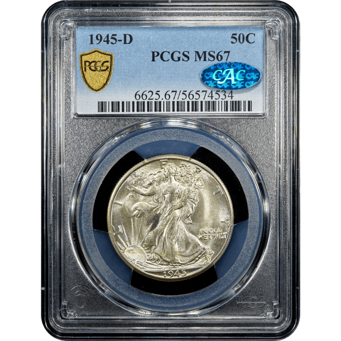 1945-D Walking Liberty Half Dollar (50c) Obverse Slab Image