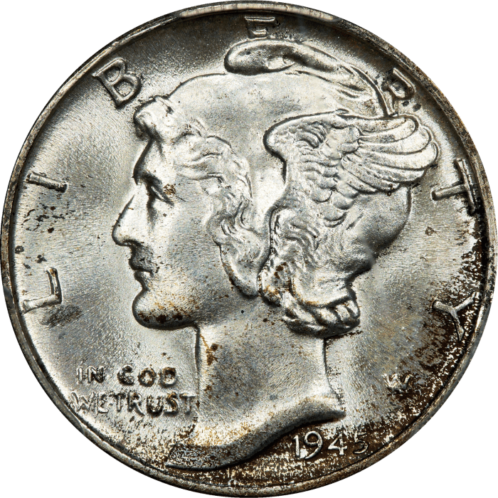 1945 Mercury Dime (10c) Obverse Image