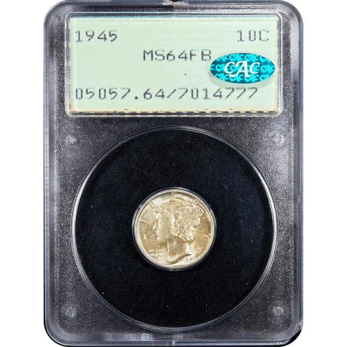 1945 Mercury Dime (10c) Rattler Obverse Slab Image
