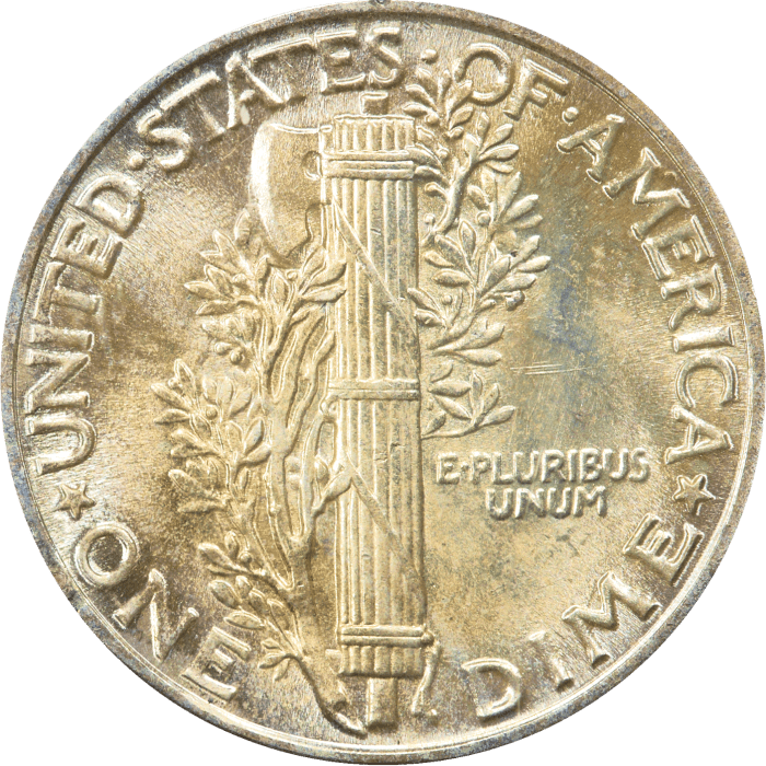 1945 Mercury Dime (10c) Rattler Reverse Image