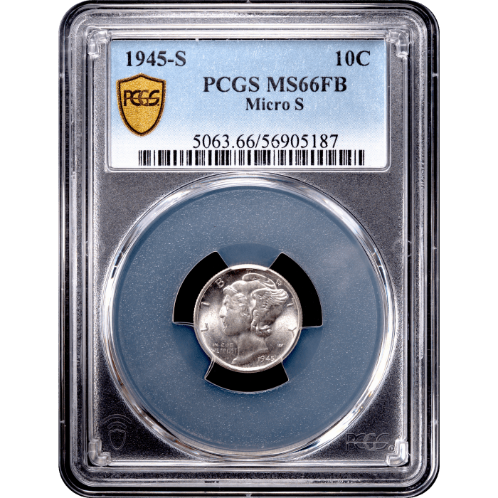 1945-S Micro S Mercury Dime (10c) Obverse Slab Image