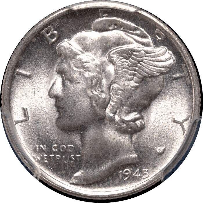 1945-S Micro S Mercury Dime (10c) Obverse Image